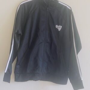 Gola Women’s Black Windbreaker White Stripes Size L NWT